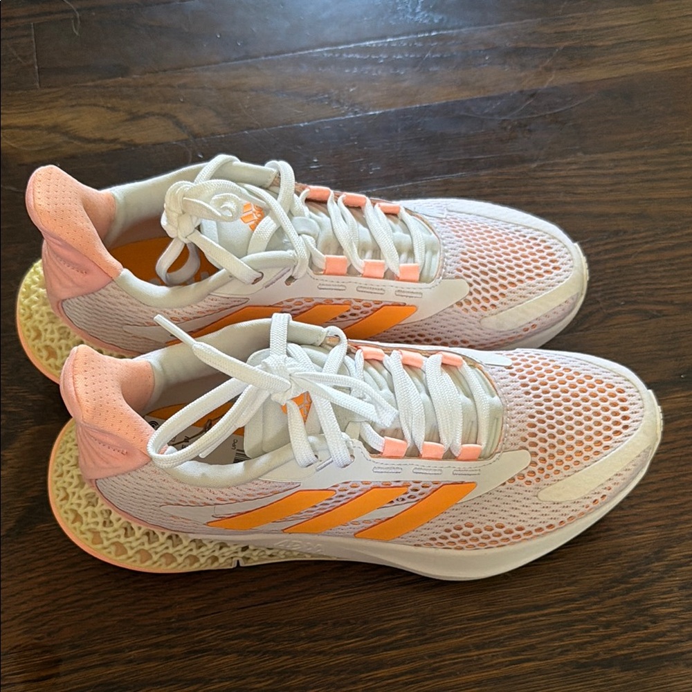 adidas Women's white and orange 4D Pulse Running Shoes